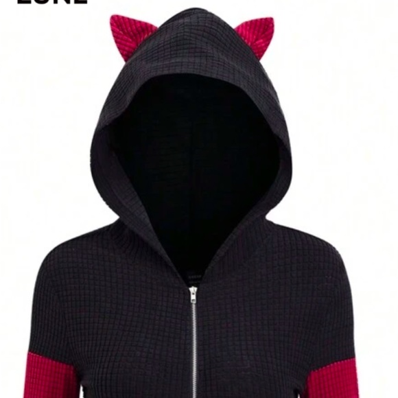 Shein- Lune Black and Red Hoodie Women’s Large - Picture 5 of 11